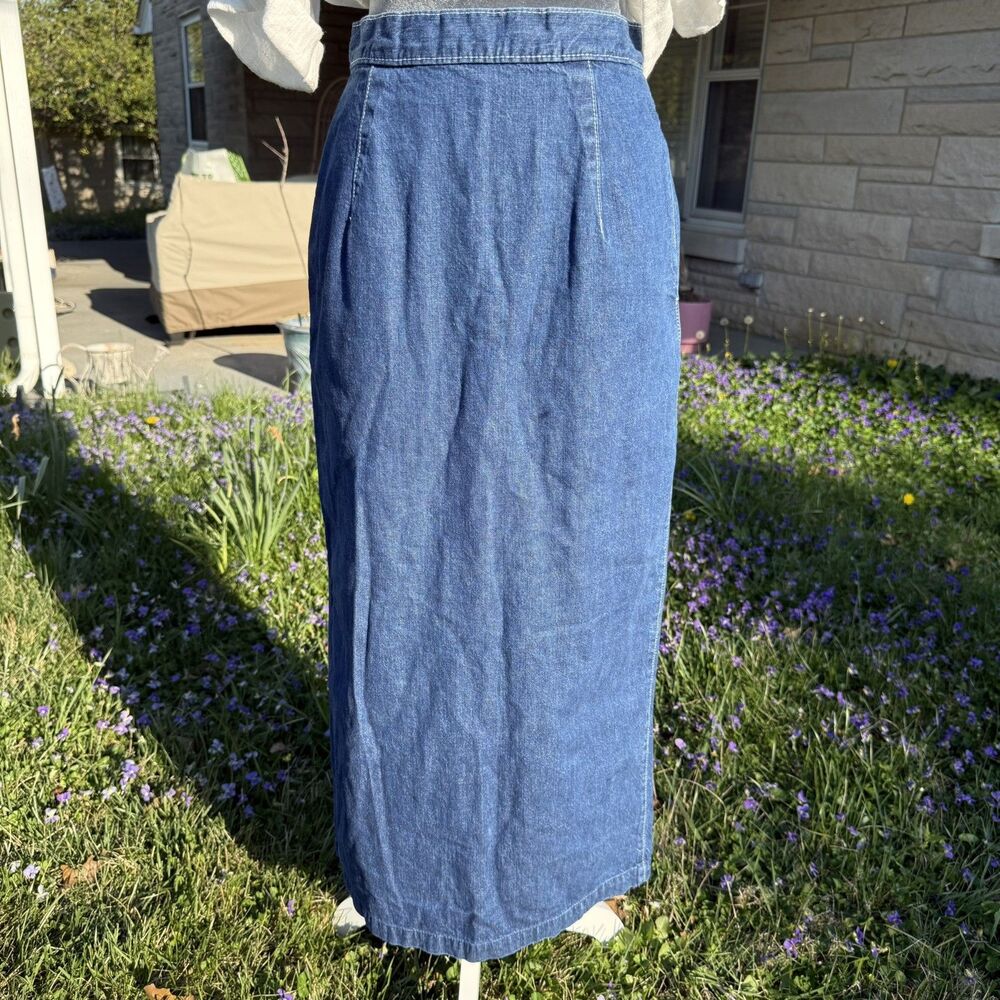 Vintage 90s Calvin Klein Sport Denim Midi Pencil Skirt Sz 10 (27”) Raw High Rise